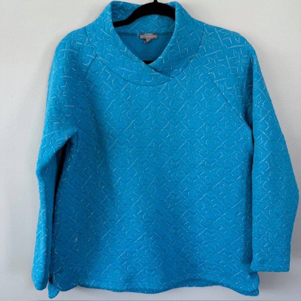 T by Talbots Quilted Wrap Neck Pullover